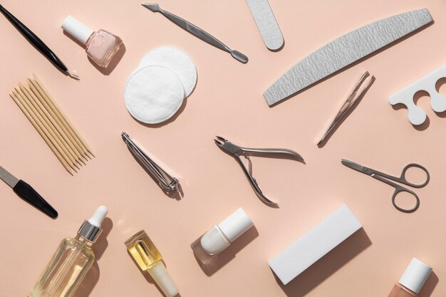 Variety of accessories and makeup brushes