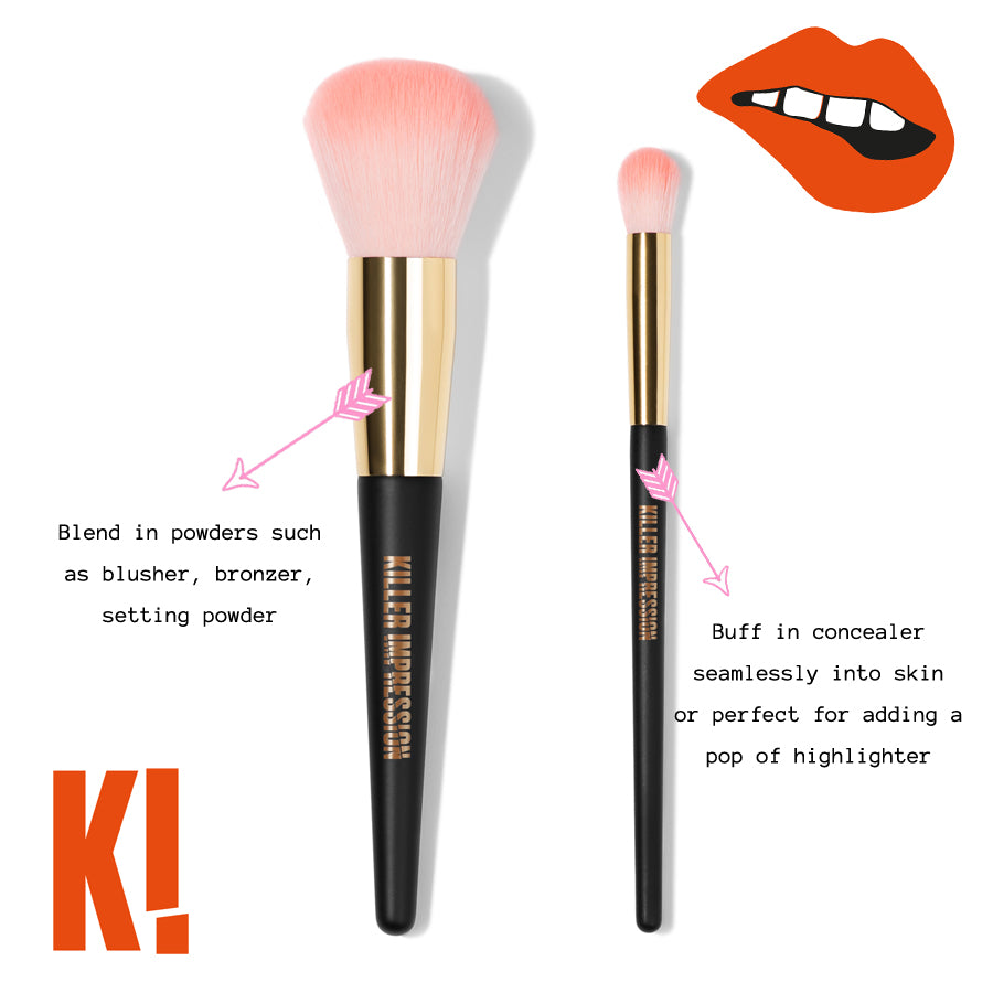 Buff and Blend & Precise Blender Essential Makeup Brushes Set annotated