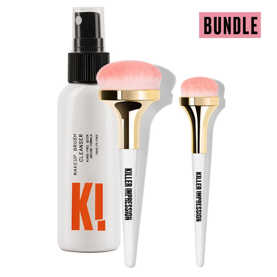 Bundle: Foundation & Concealer Killer Base Makeup Brushes Set & Makeup Brush Cleanser